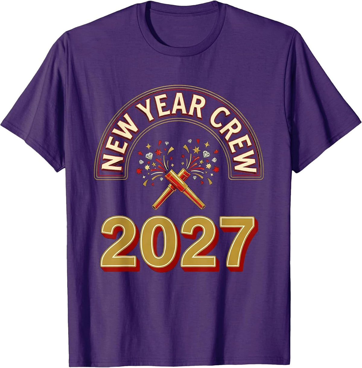 Men's New Year Crew 2027 Festive Party Family Matching Celebration T-Shirt - Purple