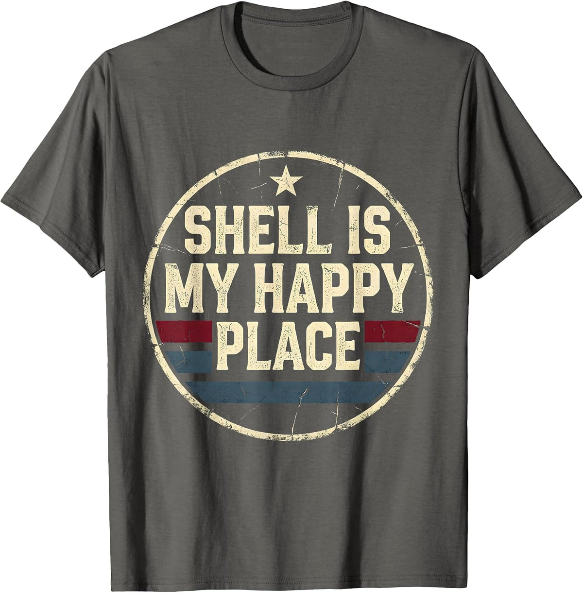 Shell Is My Happy Place Turtle Lover Design T-Shirt - Asphalt Grey