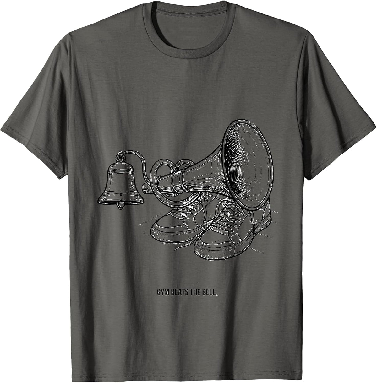 Men's Gym Beats The Bell Funny PE Teacher Back To School Humor T-Shirt - Asphalt Grey