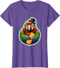 Pirate Parrot Stealing Cracker Funny Graphic T-Shirt - Purple Heather