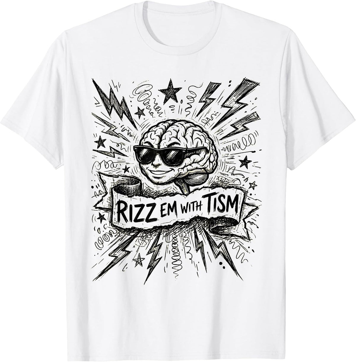 Men's Rizz Em With Tism Autism Awareness Design T-Shirt - White