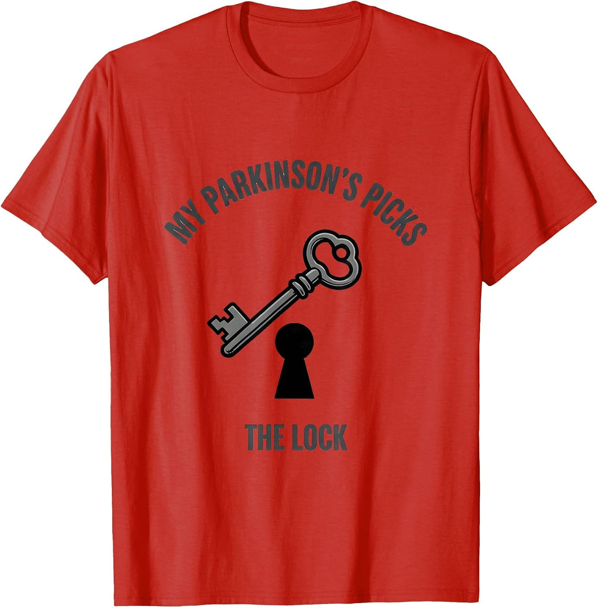 Men's My Parkinson's Picks The Lock Defiant Awareness Support T-Shirt - Red