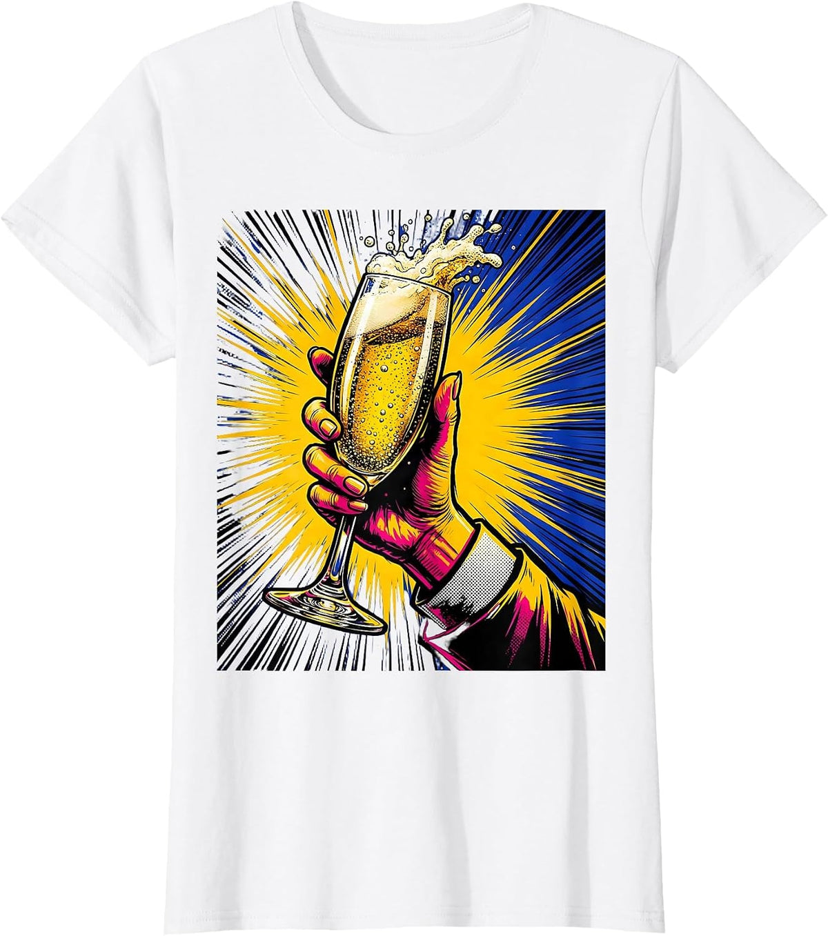Solo Champagne Toast Celebration Graphic T-Shirt - White