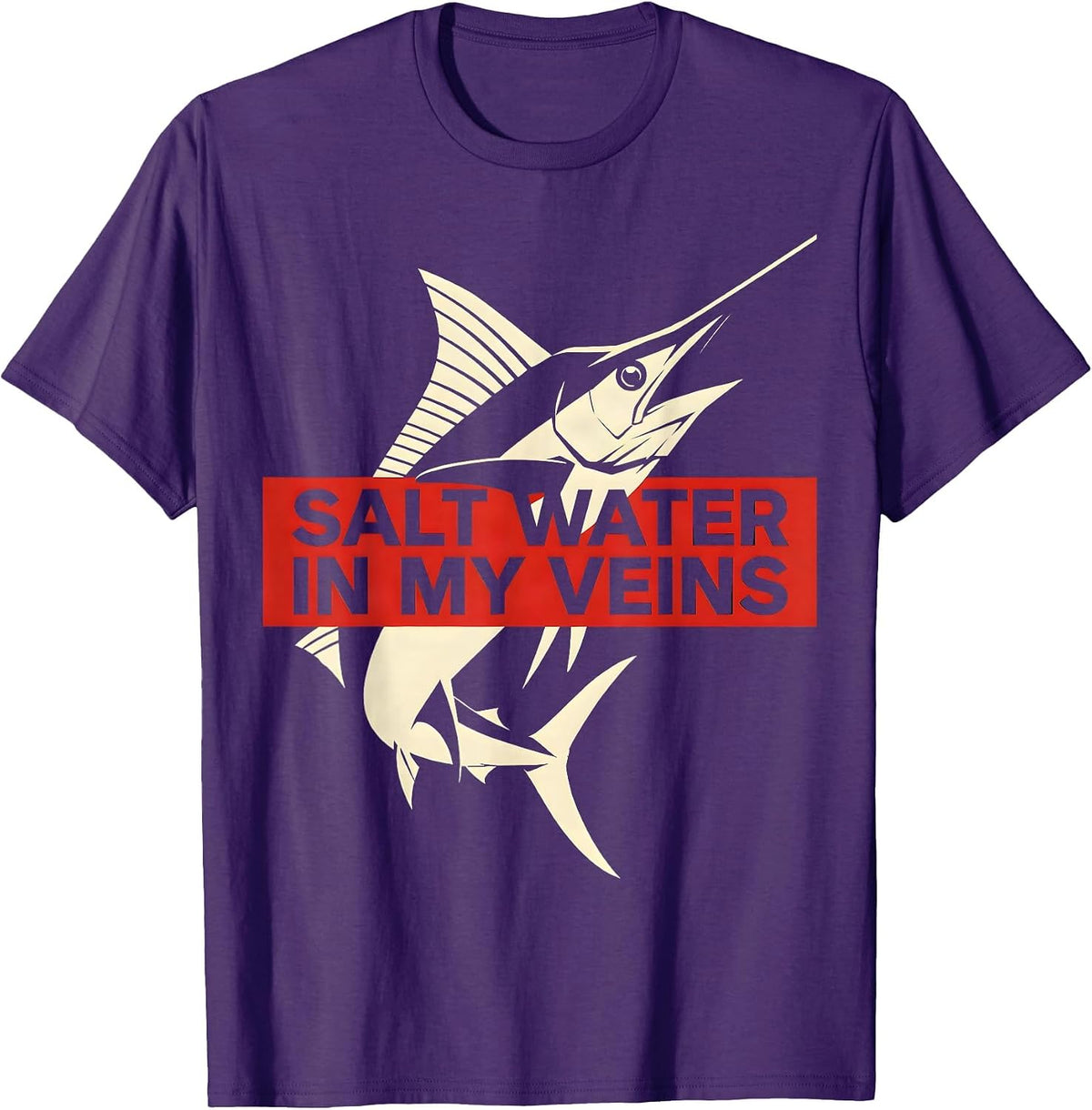 Salt Water In My Veins Ocean Fish Design T-Shirt - Purple