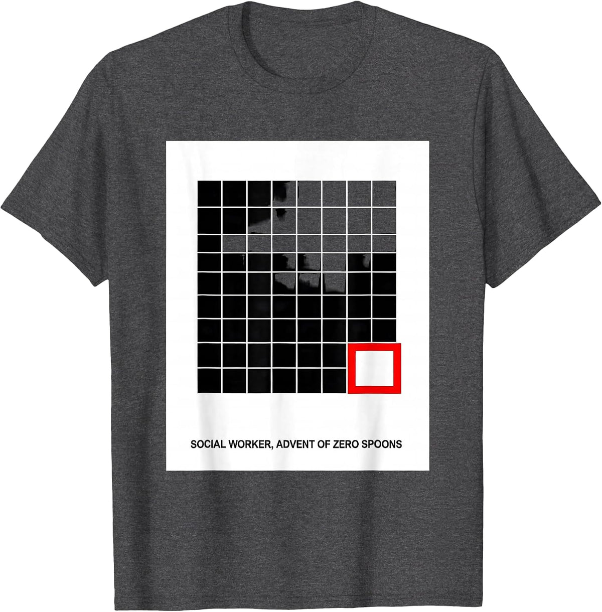Social Worker Advent Of Zero Spoons Funny Christmas Party T-Shirt - Dark Heather Grey