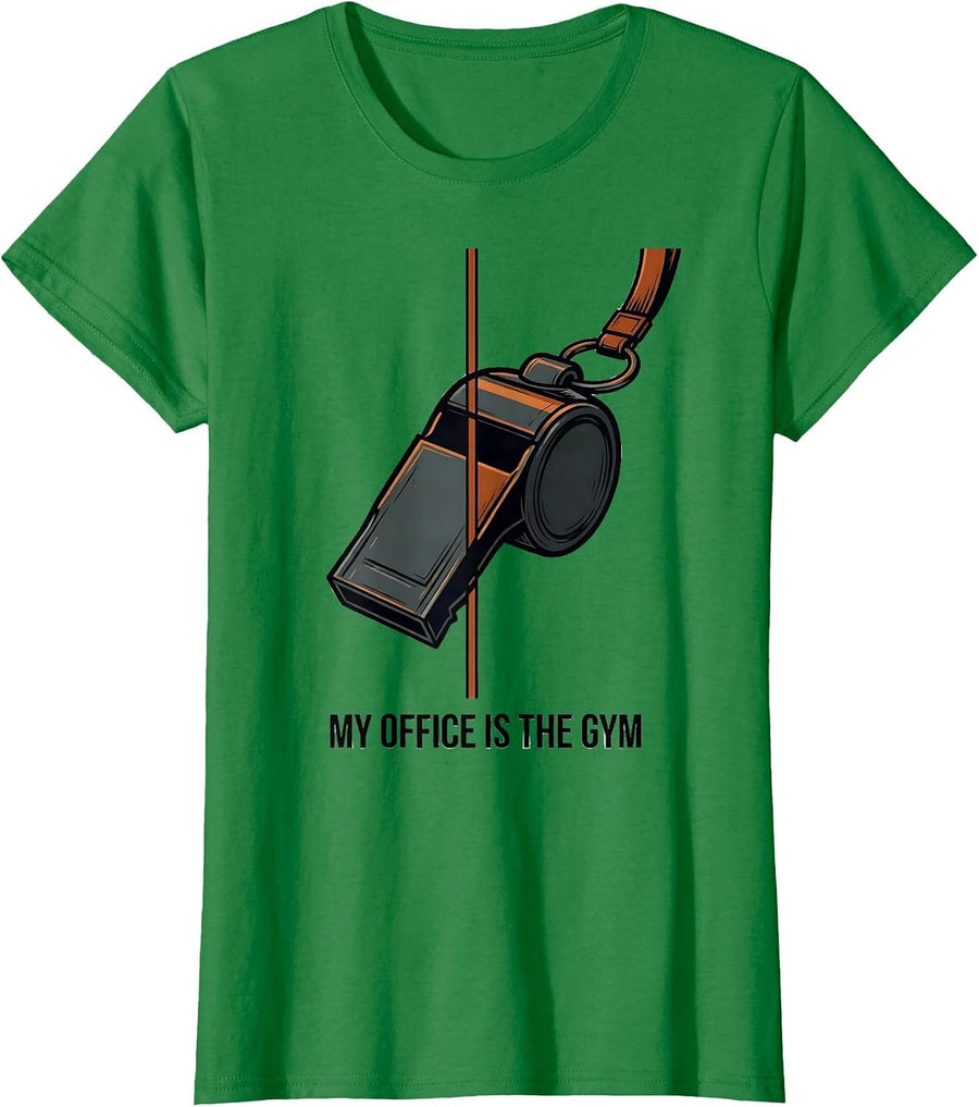 Women's My Office Is The Gym Funny PE Teacher Back To School T-Shirt - Kelly Green
