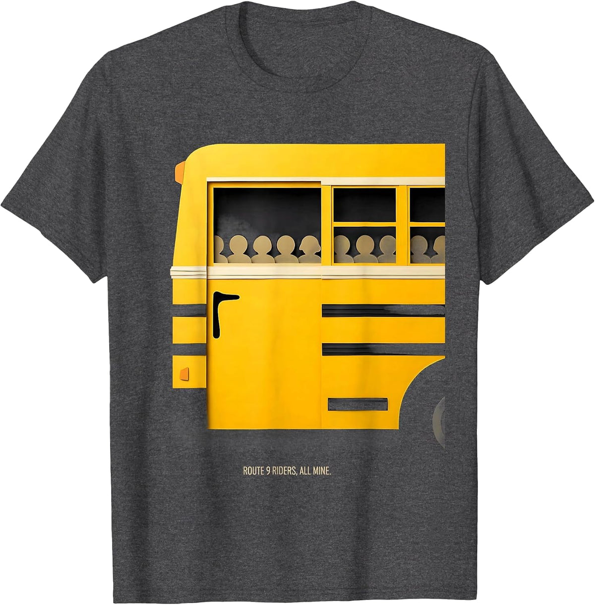 Route 9 Riders All Mine Funny School Bus Driver Appreciation T-Shirt - Dark Heather Grey