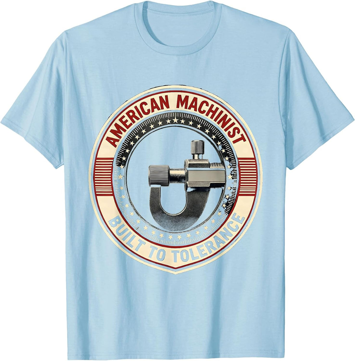 Men's American Machinist Built To Tolerance Stencil Graphic T-Shirt - Baby Blue