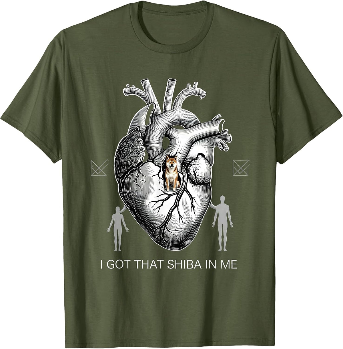 I Got That Shiba In Me Funny Dog Meme Humorous Viral Quote T-Shirt - Olive Green