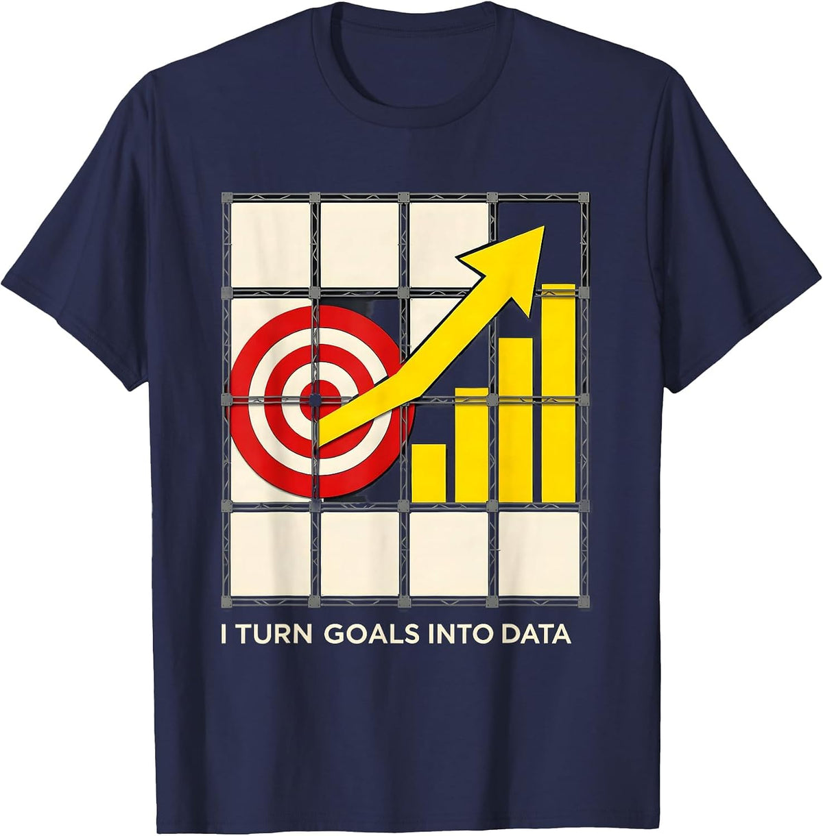 Men's I Turn Goals Into Data Stencil Graphic Special Education T-Shirt - Navy Blue