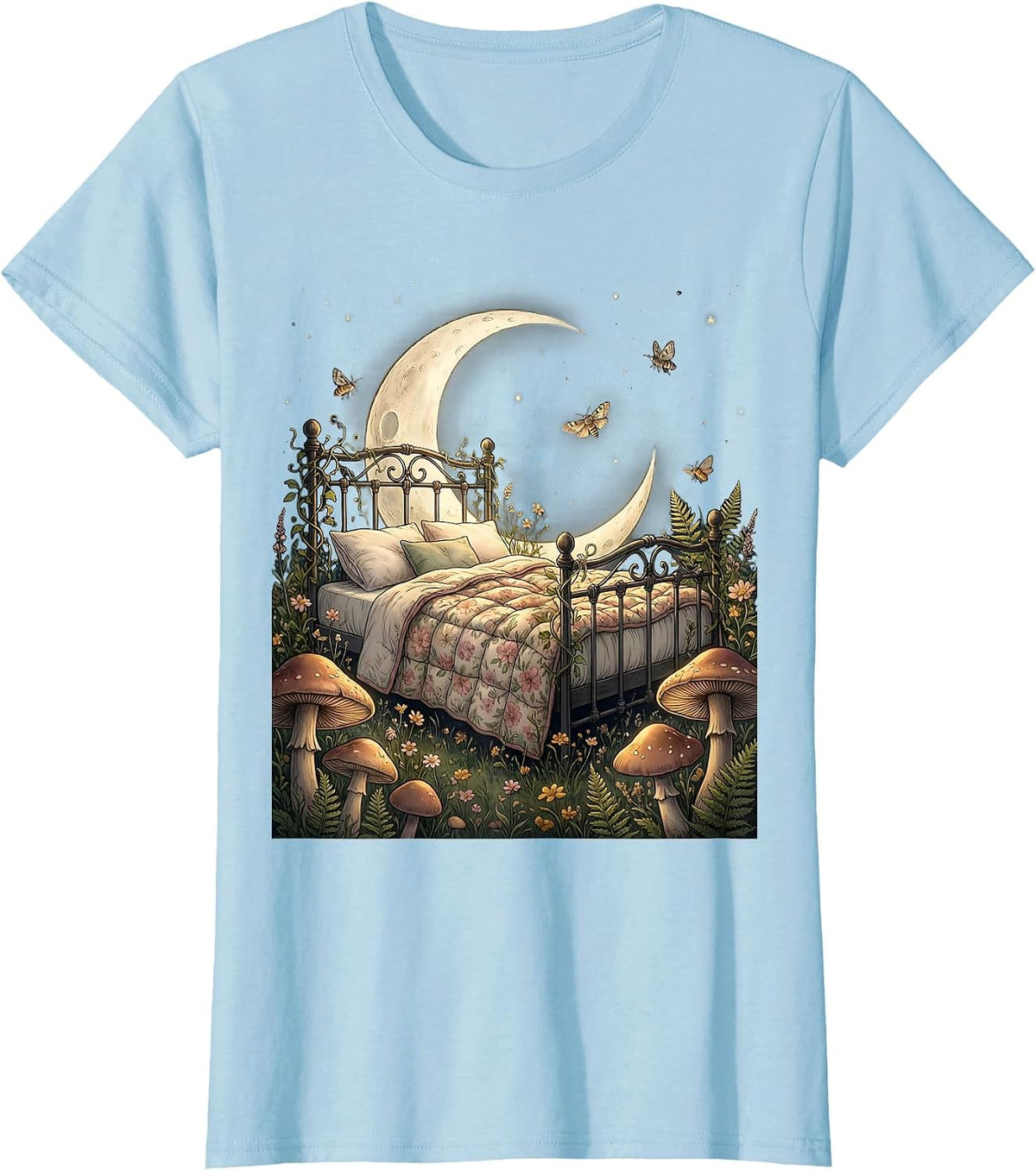 Homebody Stargazer Pajama Night Sky Illustration T-Shirt - Baby Blue