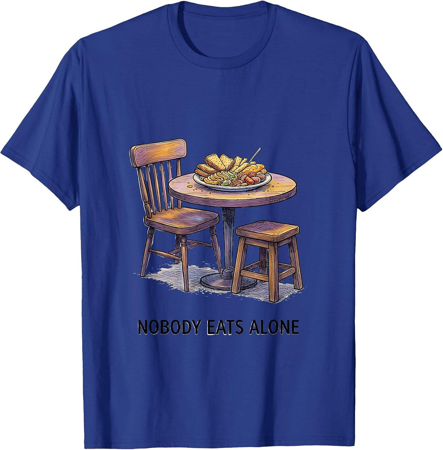 Nobody Eats Alone Inclusion Special Education Teacher Autism T-Shirt - Royal Blue