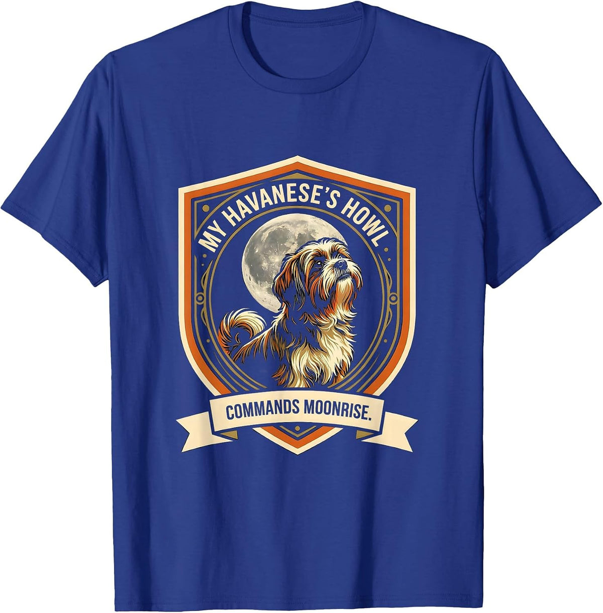Men's My Havanese's Howl Commands Moonrise Vintage Mystical Dog T-Shirt - Royal Blue