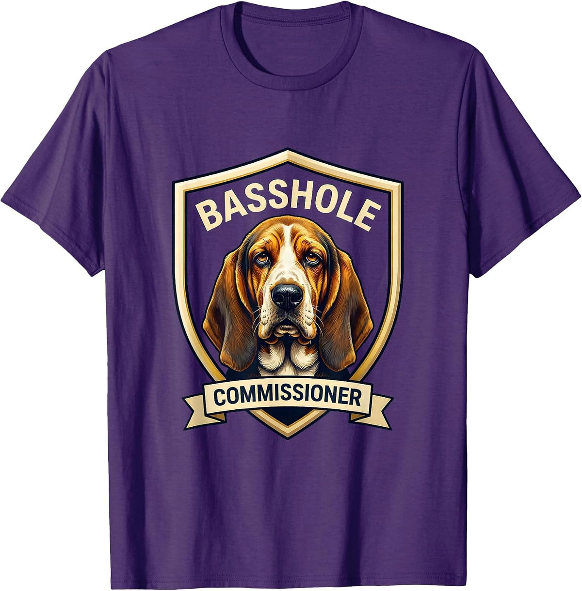 Basshole Commissioner Funny Basset Hound Owner Dog Lover T-Shirt - Purple