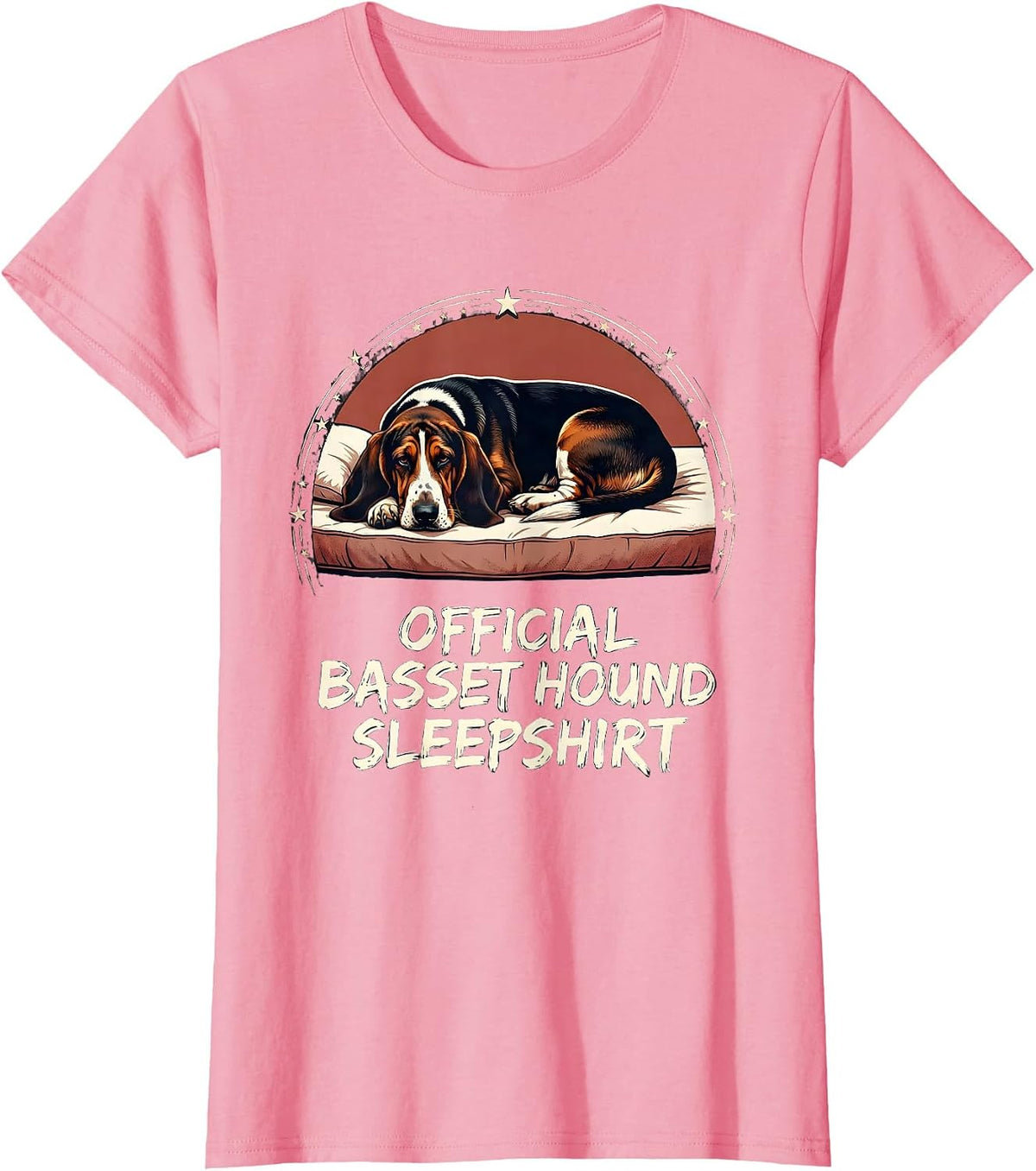 Women's Official Basset Hound Sleepshirt Funny Dog Lover Pajamas T-Shirt - Pink