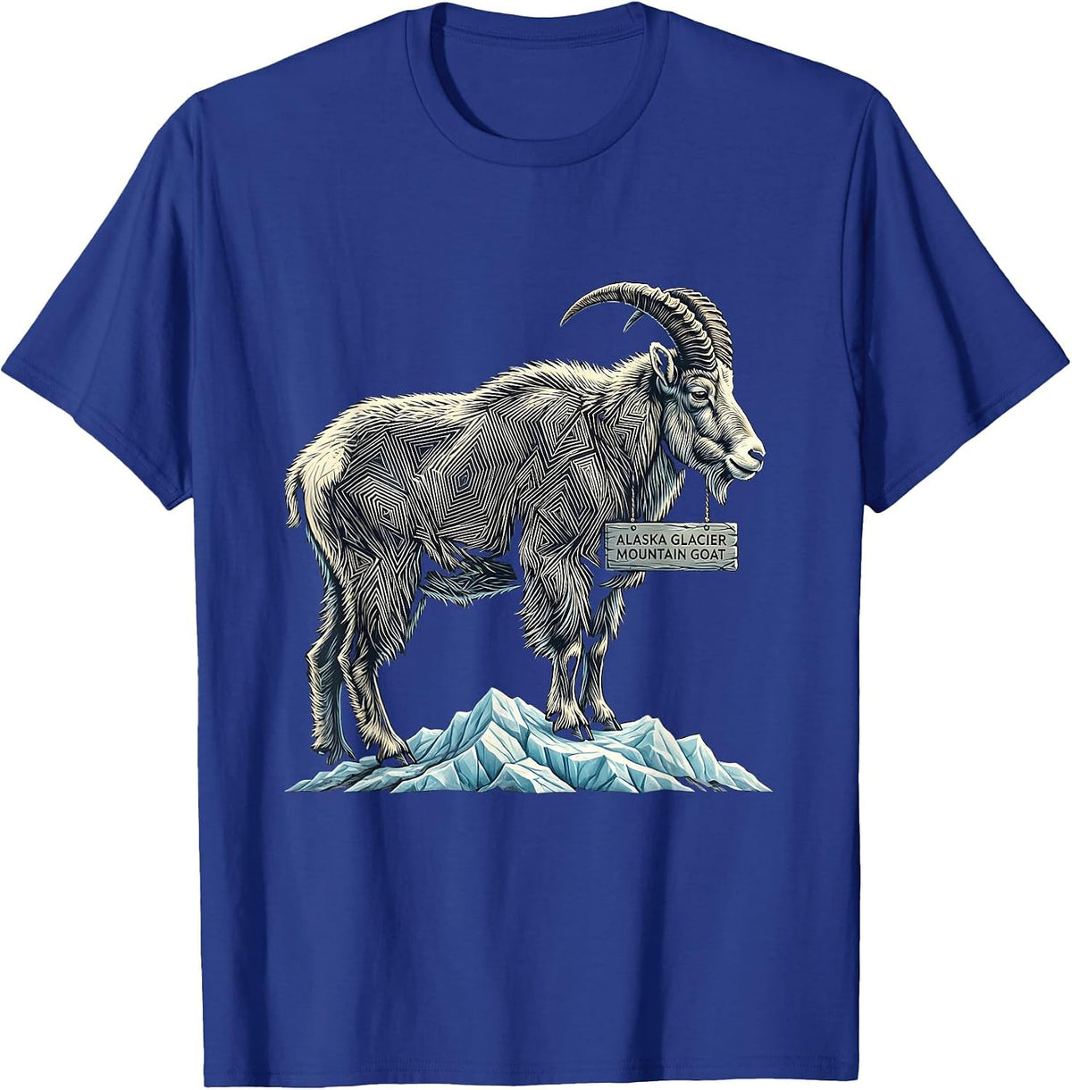 Alaska Glacier Mountain Goat Vintage State Pride Wildlife T-Shirt - Royal Blue