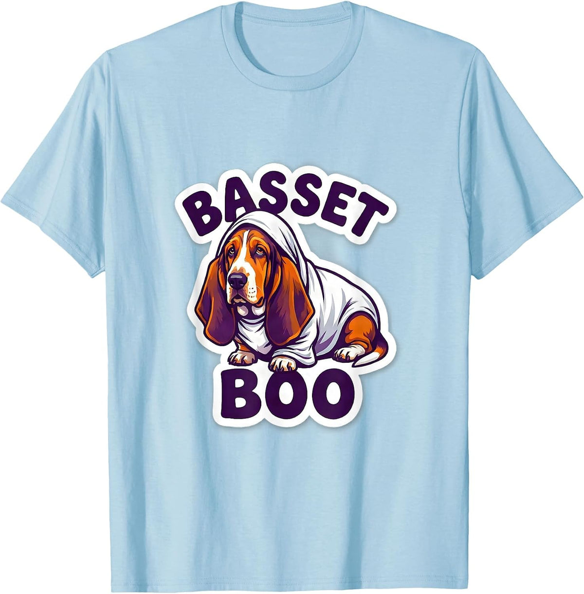 Men's Bassetboo Funny Basset Hound Ghost Halloween Dog Lover T-Shirt - Baby Blue