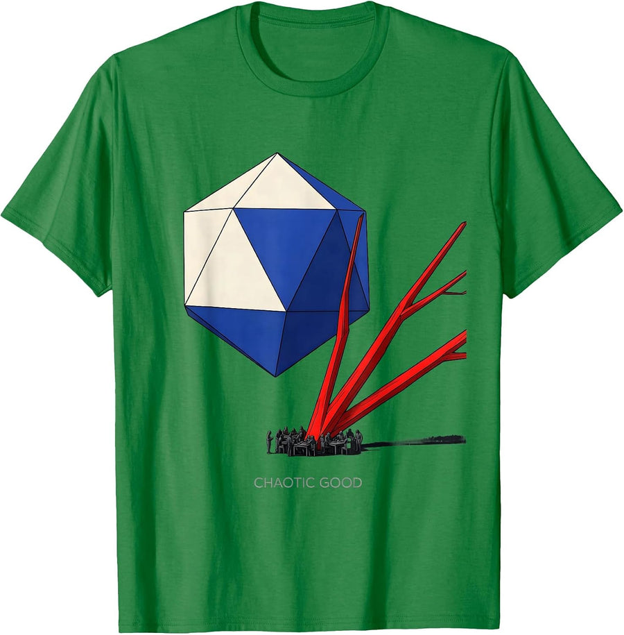Men's Chaotic Good Geometric RPG Gamer Tabletop Humor T-Shirt - Kelly Green