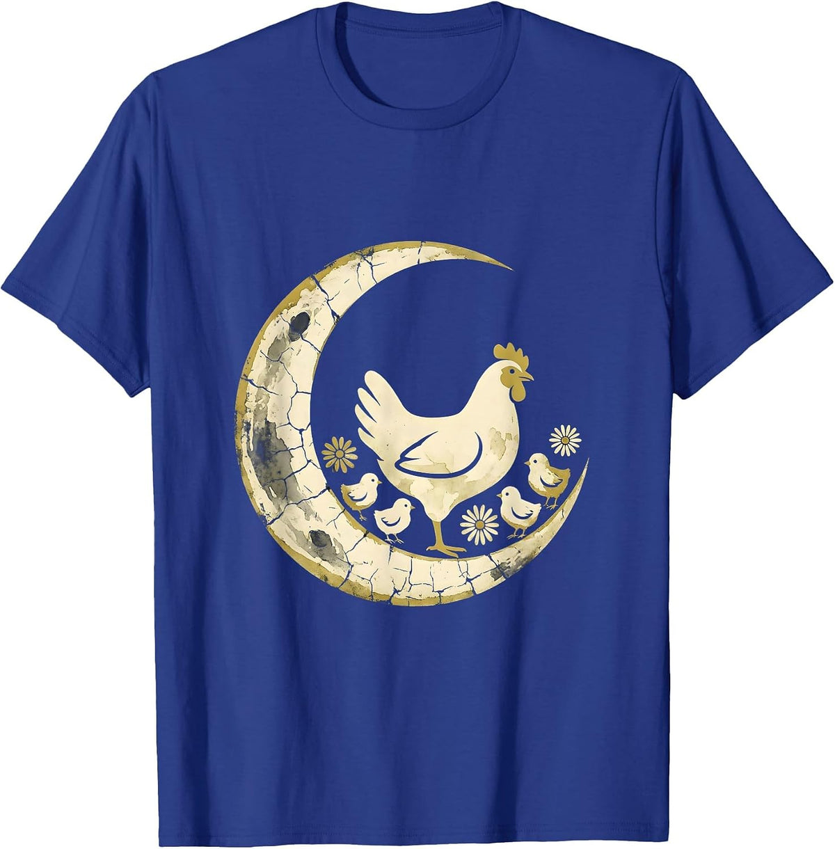 Men's Mother Hen and Chicks Illustration T-Shirt - Royal Blue