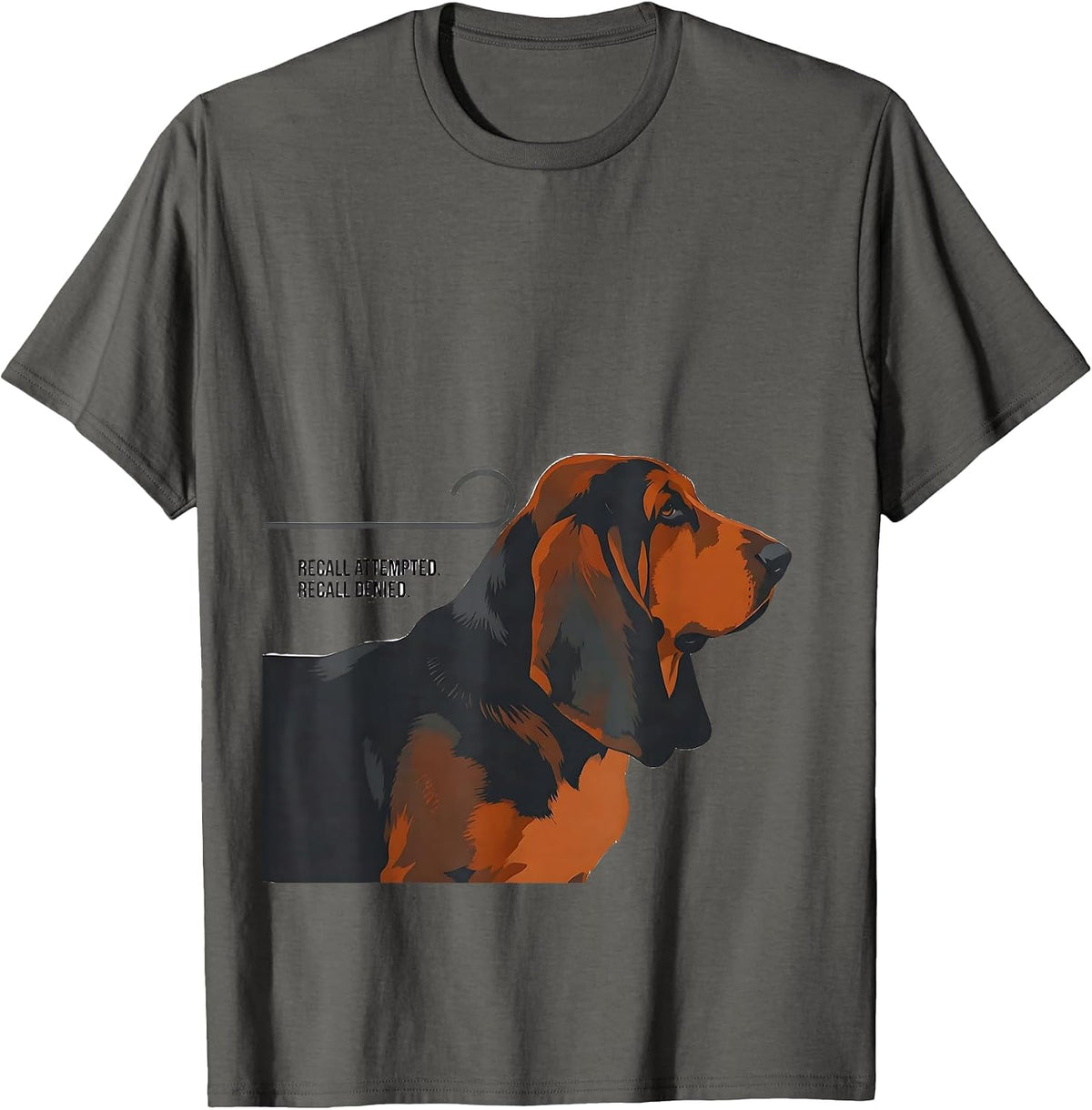 Recall Attempted Recall Denied Funny Basset Hound Owner Dog T-Shirt - Asphalt Grey