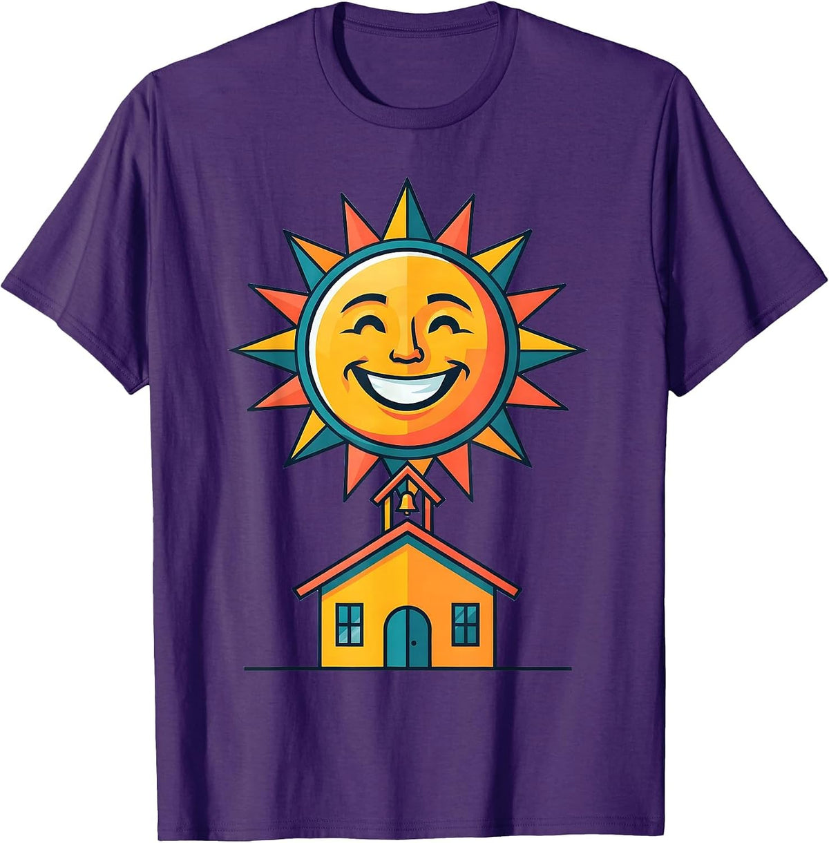 Kindergarten Teacher Schoolhouse Sunshine Design T-Shirt - Purple