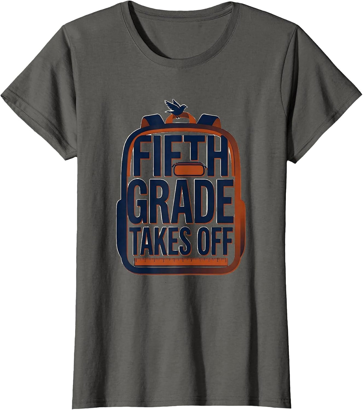 Women's Fifth Grade Takes Off Playful School Pride Teacher Back to T-Shirt - Asphalt Grey