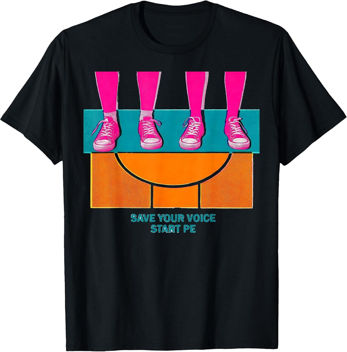 Men's Save Your Voice Start PE Physical Education Teacher Back T-Shirt - Black