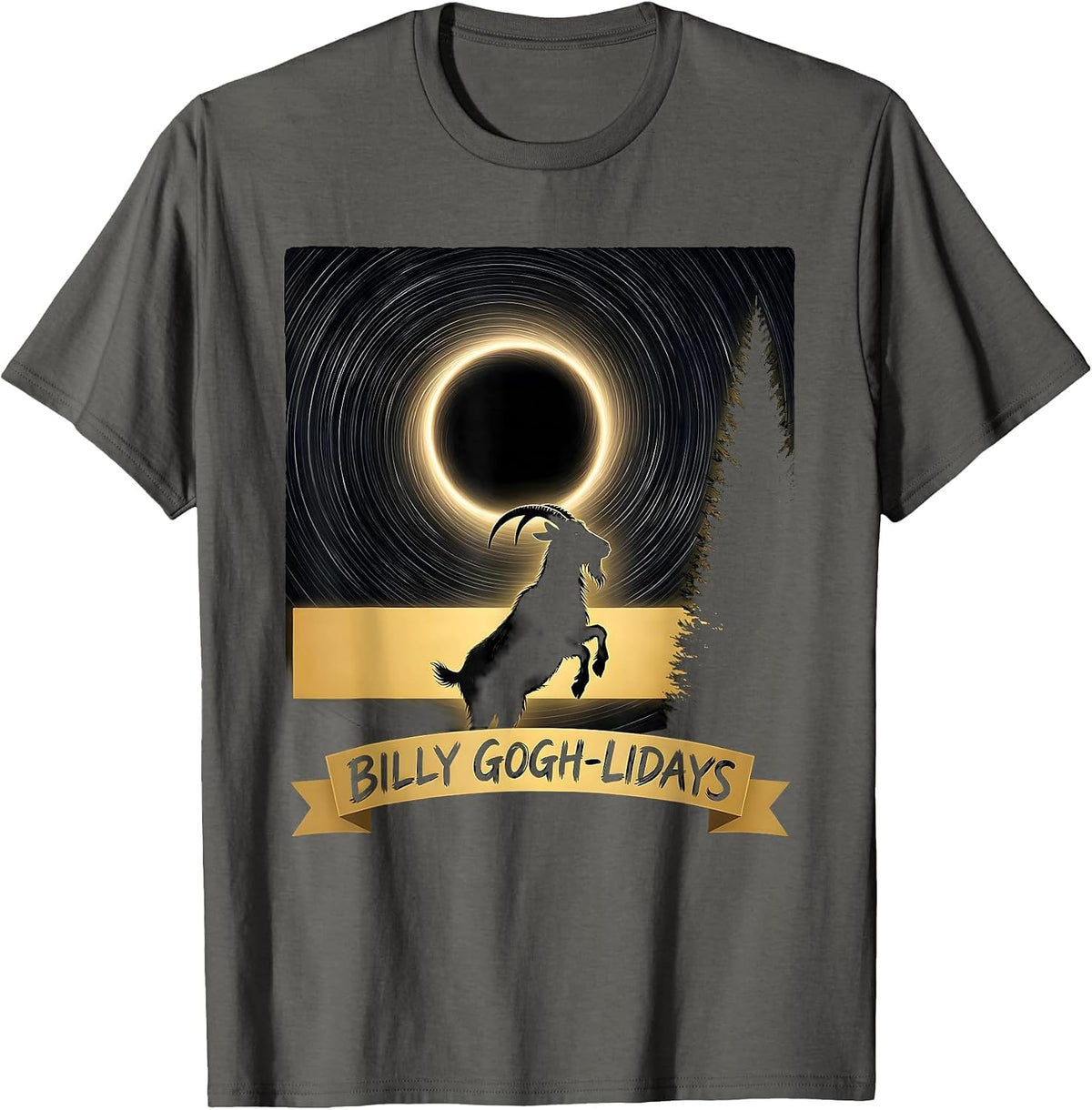 Men's Billy Gogh-lidays Whimsical Van Gogh Art Lover Pet Owner T-Shirt - Asphalt Grey