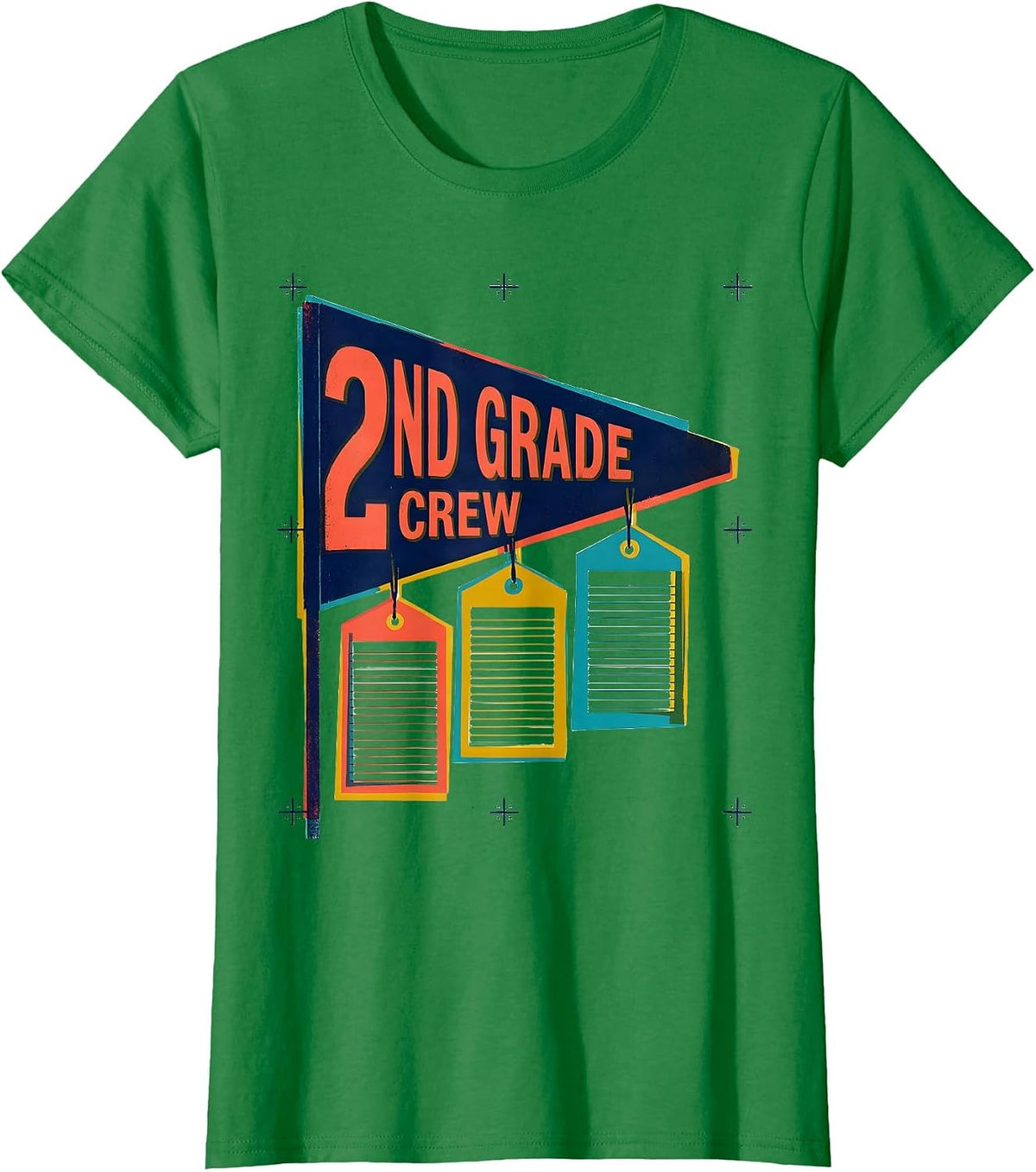 Women's 2nd Grade Crew Playful Back To School Student Teacher Team T-Shirt - Kelly Green