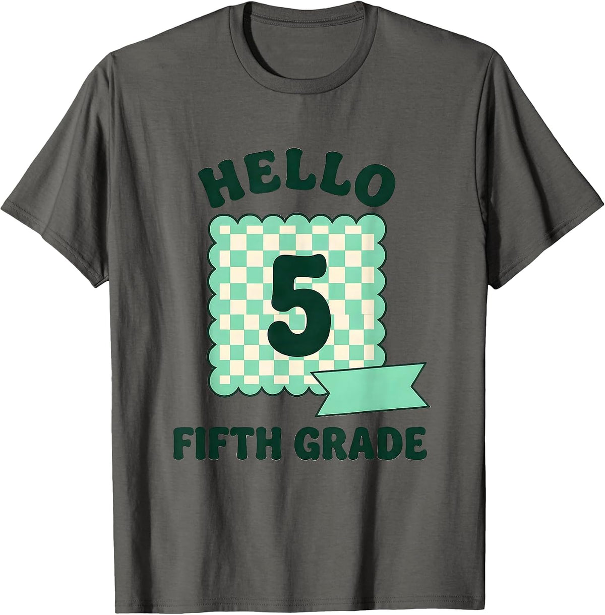 Hello, Fifth Grade Cute Elementary Teacher Back To School T-Shirt - Asphalt Grey