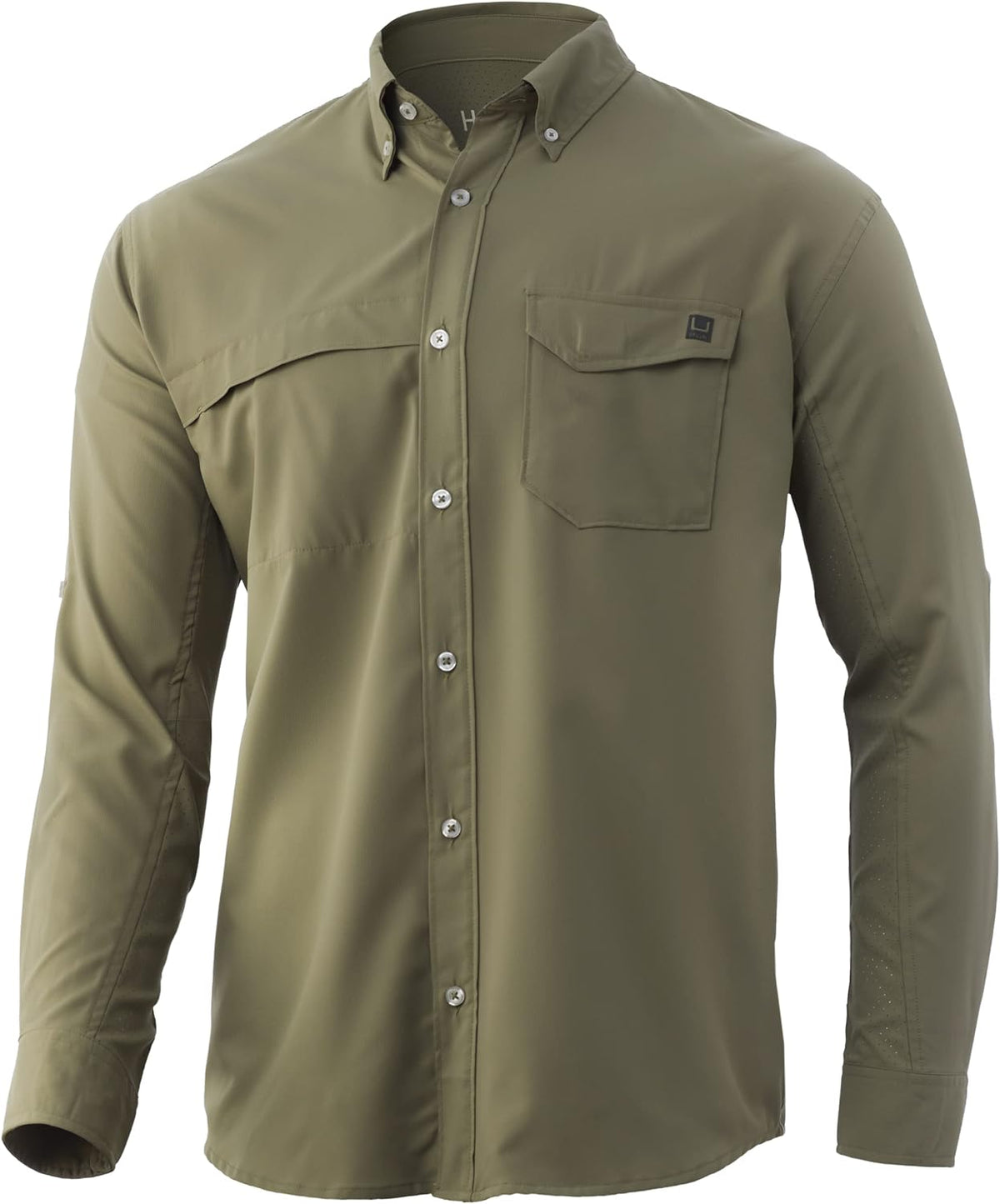 HUK Mens Tide Point Long Sleeve Shirt | Performance Button Down - Overland