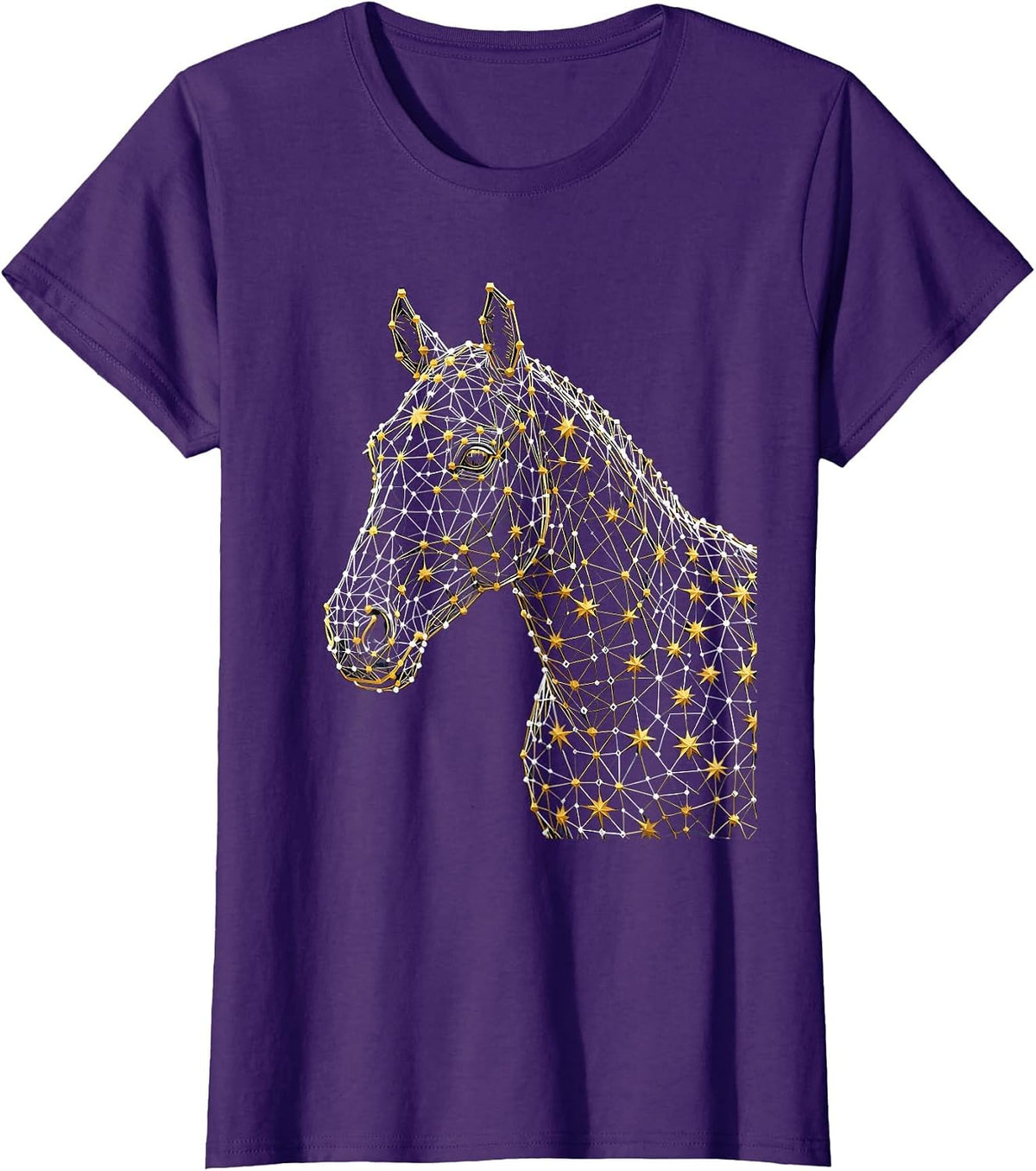 Women's Horse Constellation Star Profile Celestial Art T-Shirt - Purple