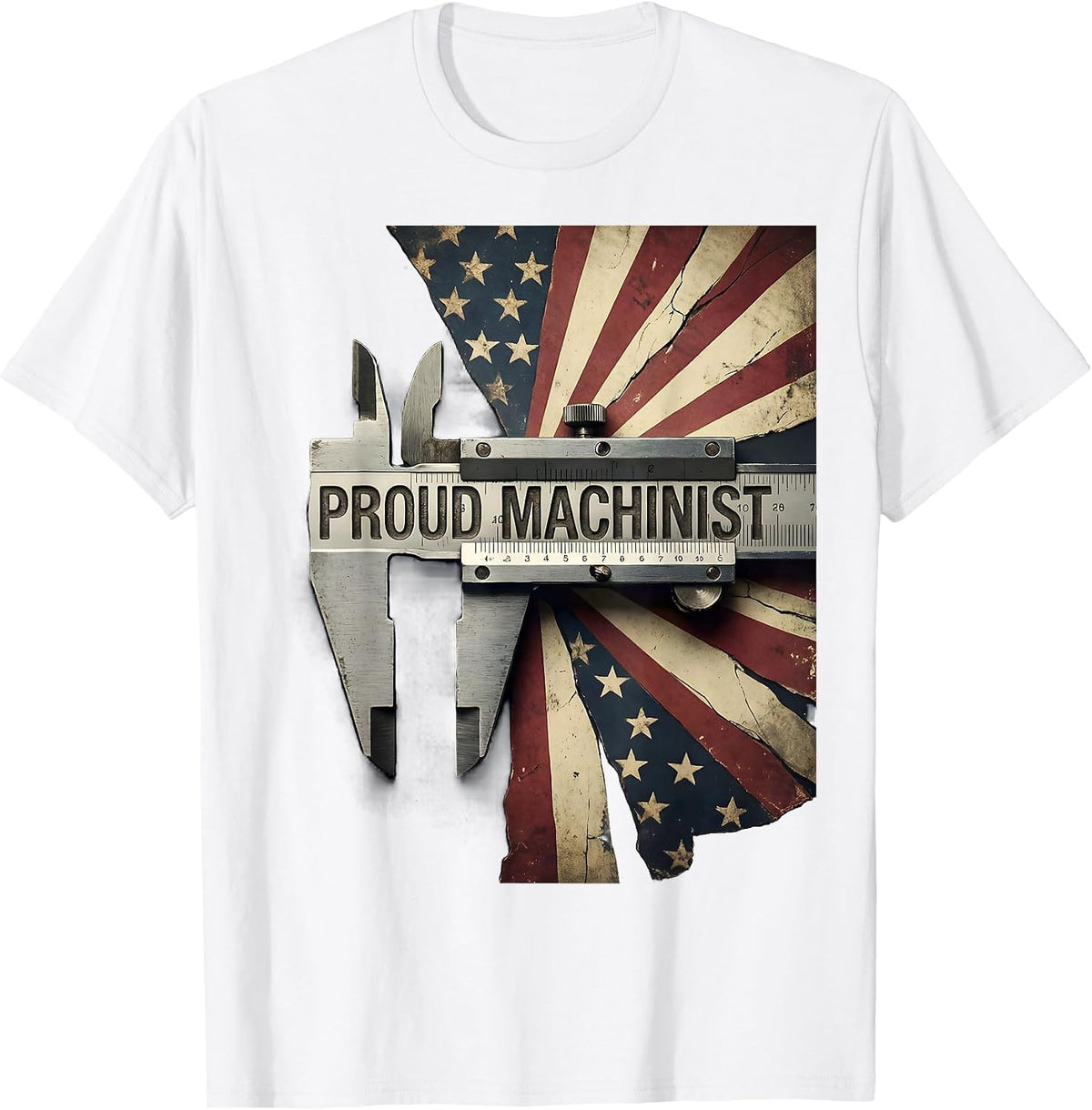 Men's Proud Machinist Vintage American Flag Occupation Role Pride T-Shirt - White