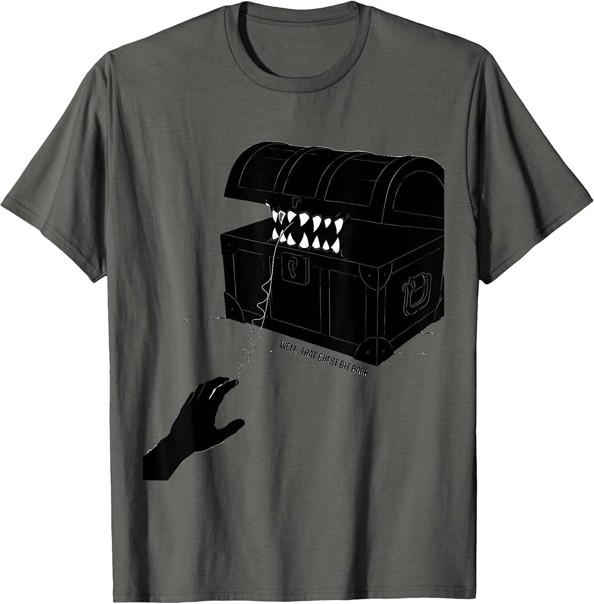 Well, That Chest Bit Back Funny RPG Gamer Humor T-Shirt - Asphalt Grey