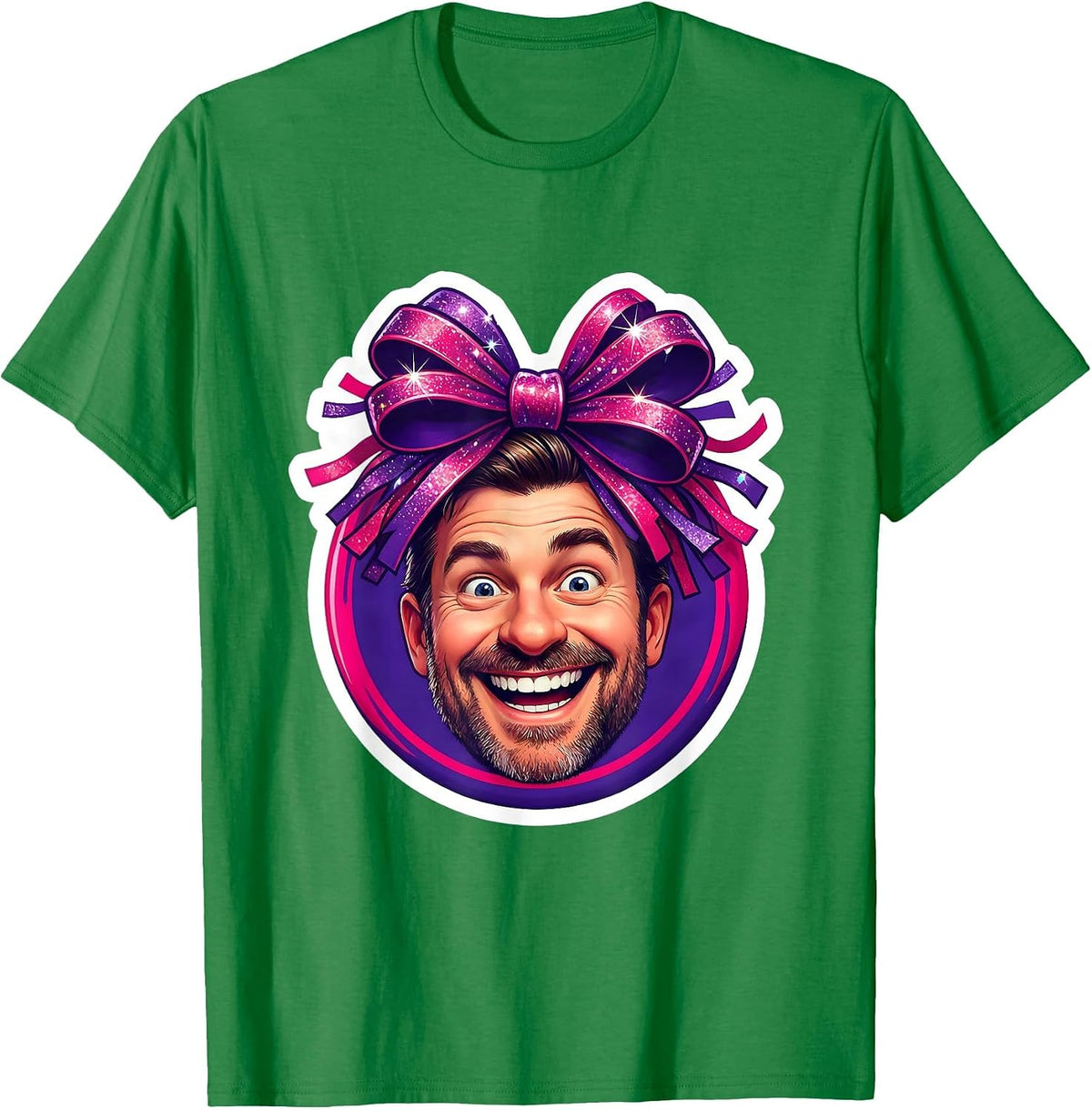 Men's Cheer Dad Oversized Bow Graphic T-Shirt - Kelly Green