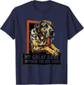 My Great Dane Outgrew The Dog Door Funny Dog Mom Dog Dad T-Shirt - Navy Blue