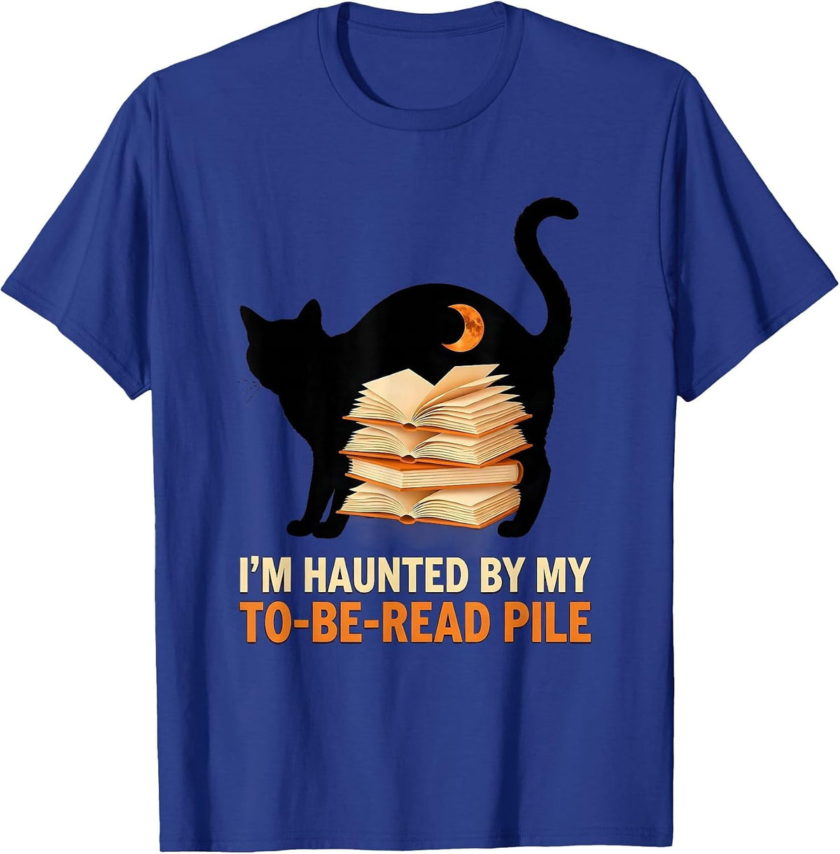 Men's I'm Haunted By My To-Be-Read Pile Funny Book Lover Halloween T-Shirt - Royal Blue