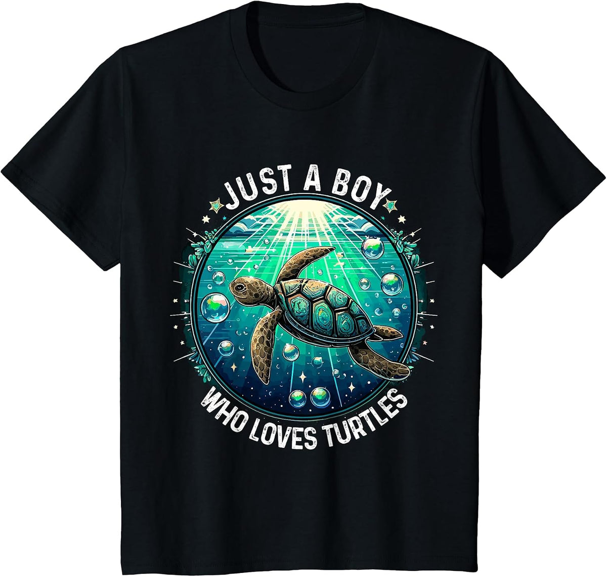 Just a Boy who Loves Turtles Sea Turtle T-Shirt - Black