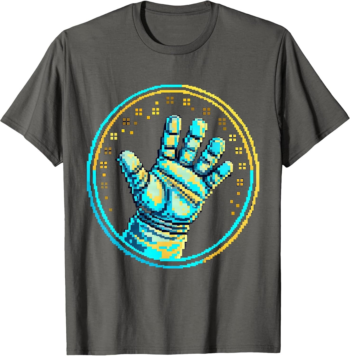 Spacesuit Glove Releasing Stars Cosmic Art T-Shirt - Asphalt Grey