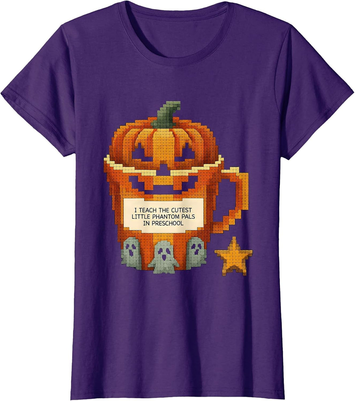 Women's I Teach The Cutest Little Phantom Pals In Preschool Teacher T-Shirt - Purple