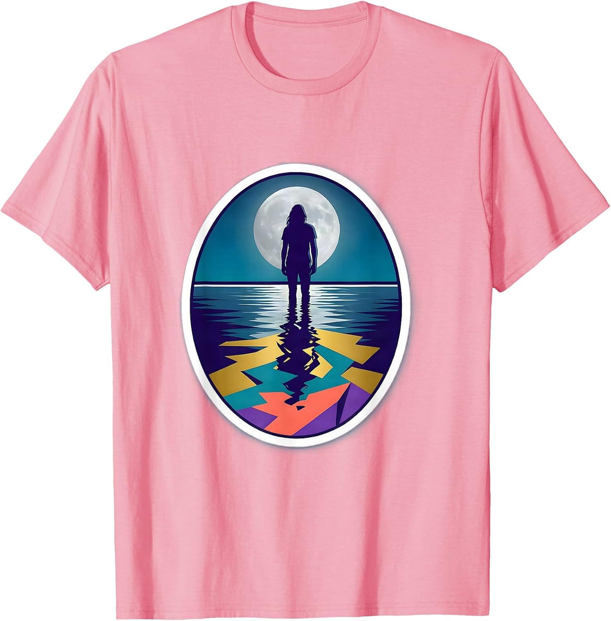 Men's Autism Moonlit Reflection Abstract Art Design T-Shirt - Pink