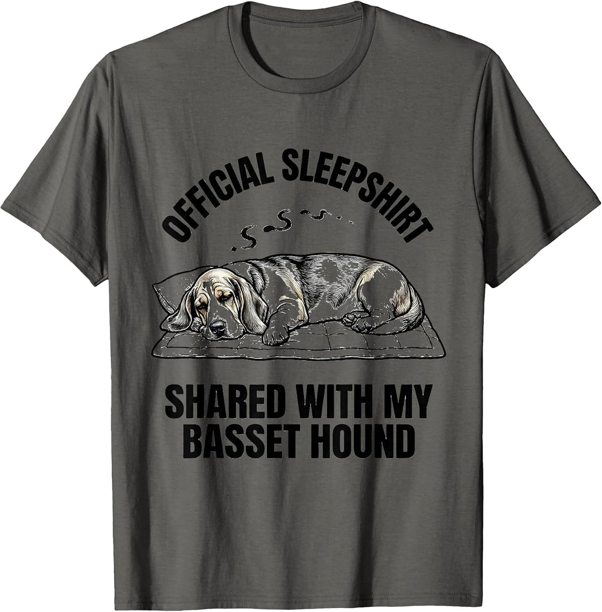 Official Sleepshirt, Shared With My Basset Hound Pet Lover T-Shirt - Asphalt Grey