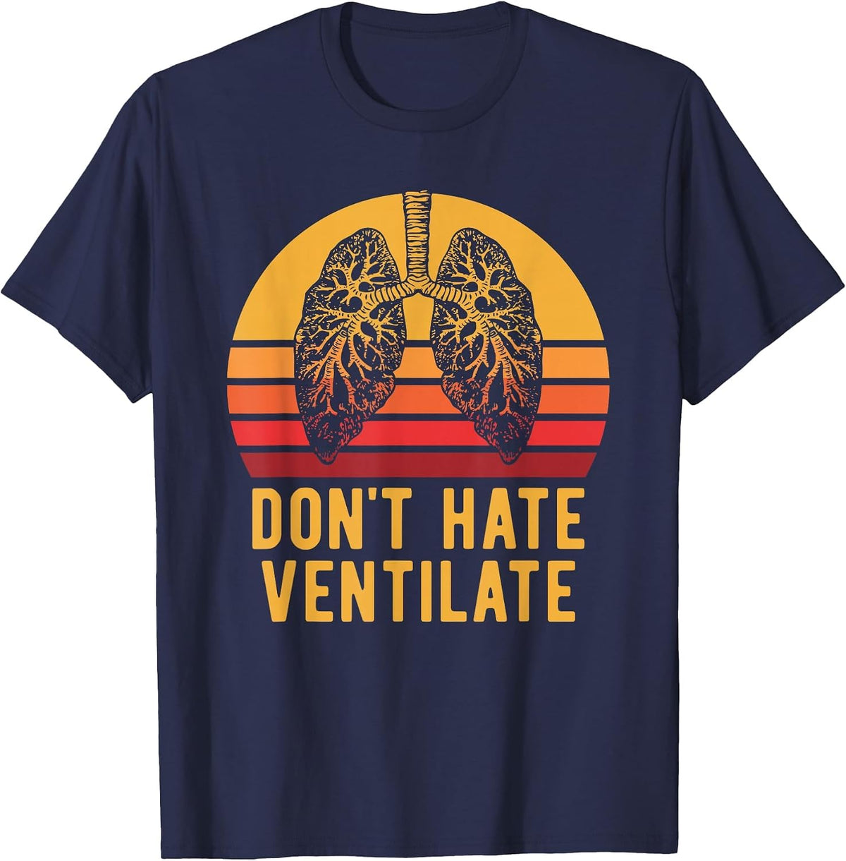 Retro Lungs Pulmonary Rehab Ventilate Respiratory Therapist T-Shirt - Navy Blue