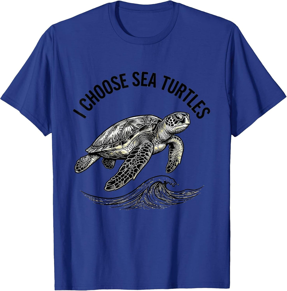 I Choose Sea Turtles Line Art Sea Turtle Lover Ocean Animal T-Shirt - Royal Blue