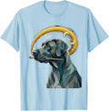 Men's Great Dane Van Goghdog Flat Vector Art Dog Portrait T-Shirt - Baby Blue