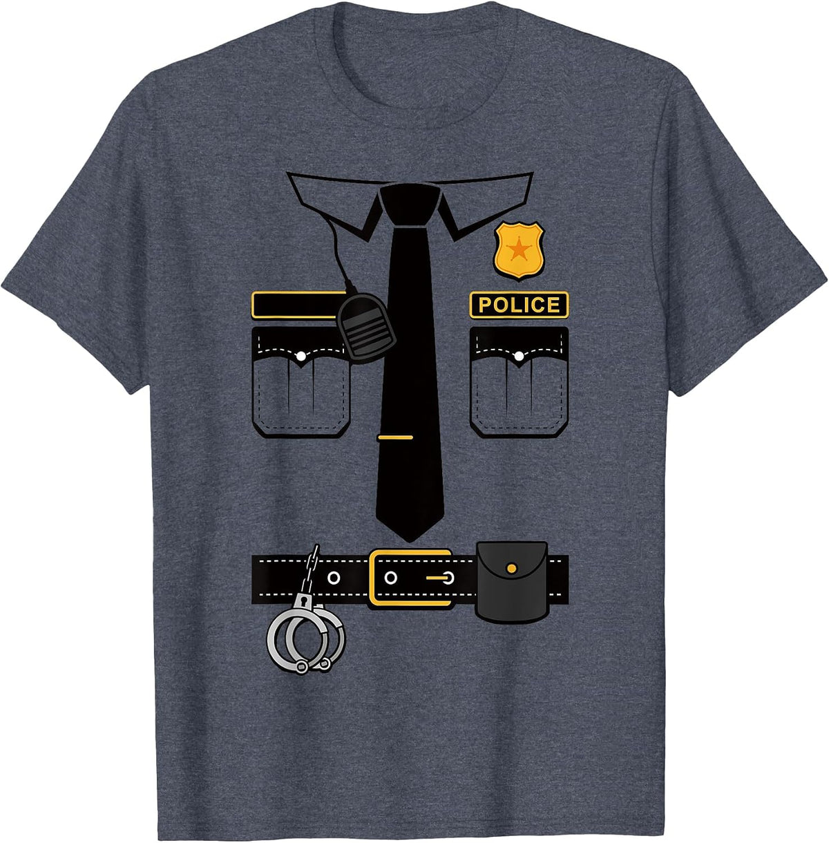 Police Uniform Officer Costume T-Shirt - Heather Blue
