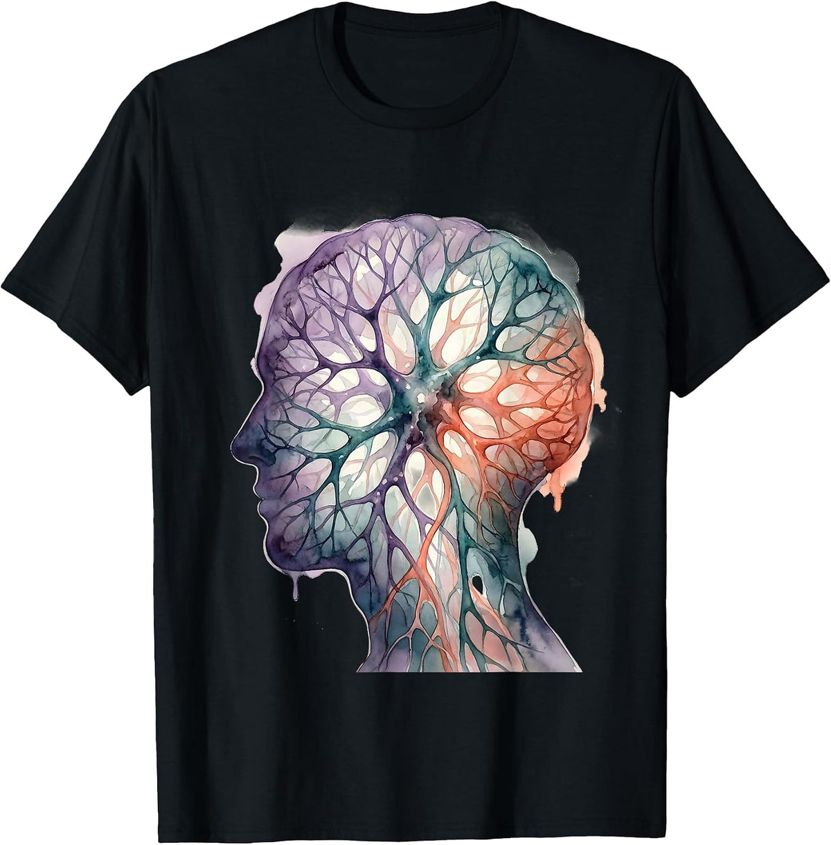 Men's Glowing Neural Pathways Autism Awareness Design T-Shirt - Black