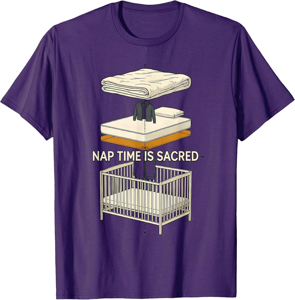 Nap Time Is Sacred Funny Daycare Teacher Childcare Provider T-Shirt - Purple
