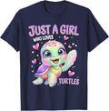 Sea Reptile Turtle Lovers Just A Girl Who Loves Turtles Kids T-Shirt - Navy Blue