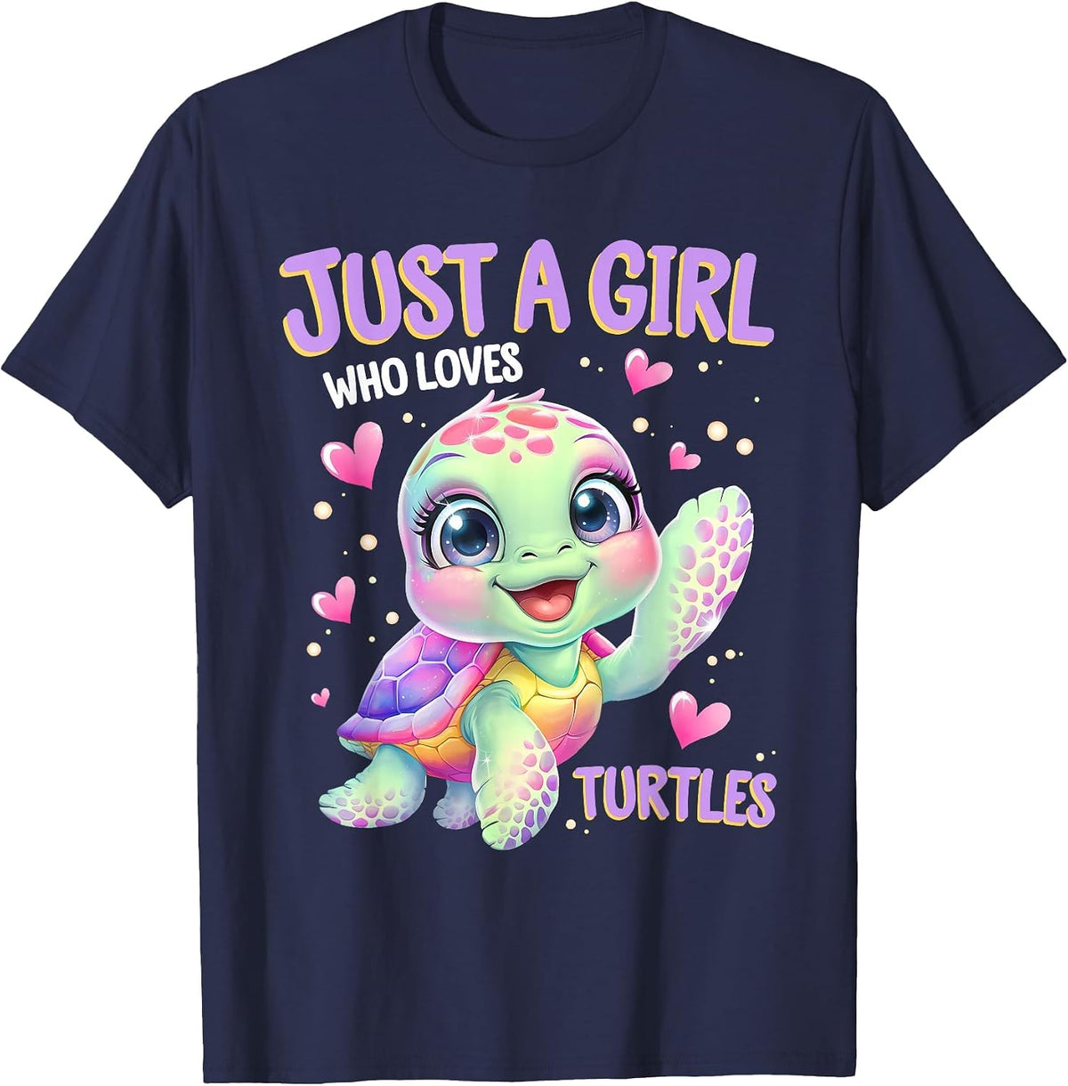 Sea Reptile Turtle Lovers Just A Girl Who Loves Turtles Kids T-Shirt - Navy Blue